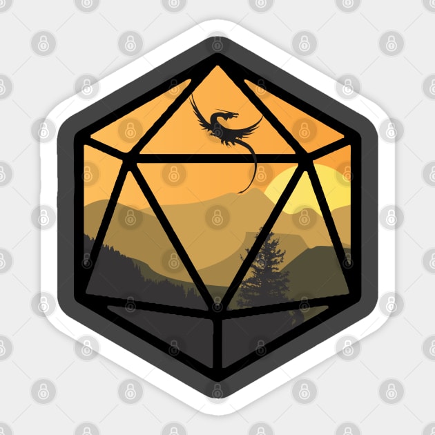 Dragon Mountain D20 Sticker by MimicGaming